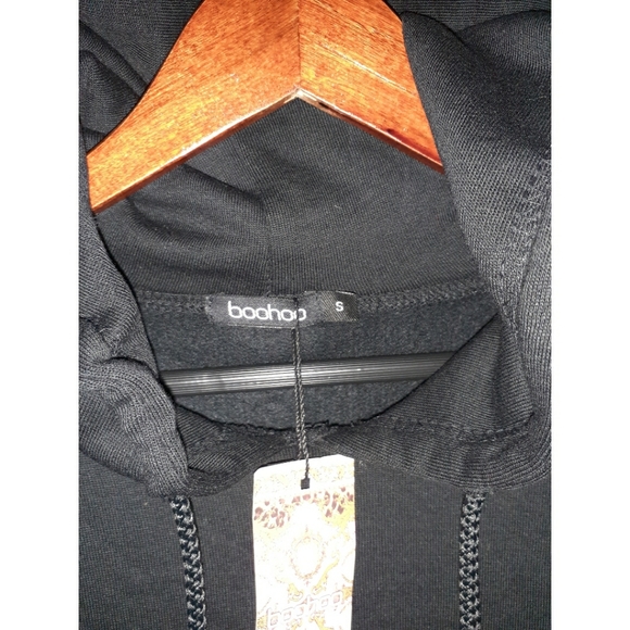 HP🥰boohoo Tartan Lip Print Hood Sweatshirt Dress - Picture 10 of 16